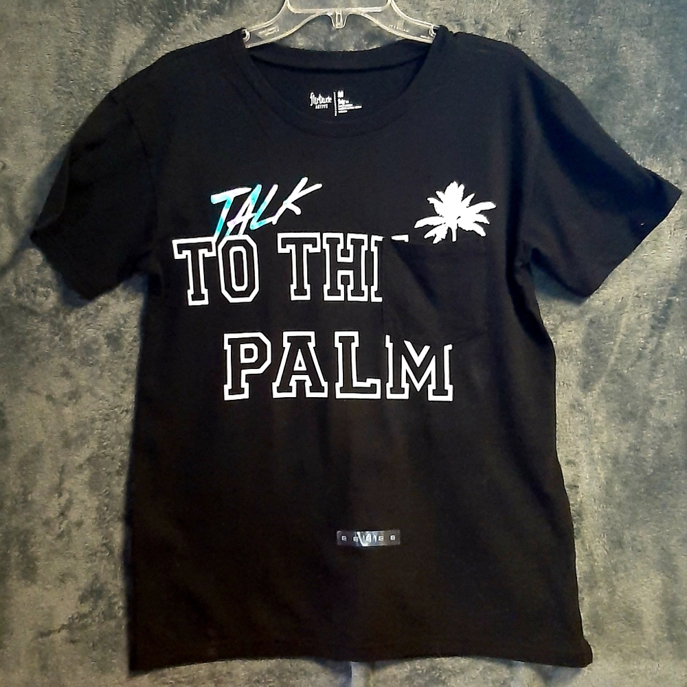 Juniors T- Shirt Flirtitude Size Med Black (Talk to the Palm)